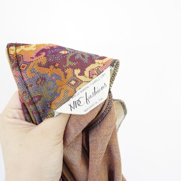 Vintage 60s Short Sleeve Tapestry Print Short Sleeve Dress M - Picture 5 of 5